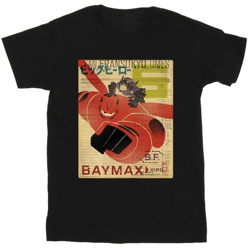 textil Niño Camisetas manga corta Disney Big Hero 6 Baymax Flying Baymax Newspaper Negro