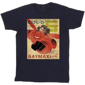 textil Niño Camisetas manga corta Disney Big Hero 6 Baymax Flying Baymax Newspaper Azul
