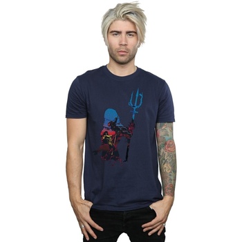 textil Hombre Camisetas manga larga Dc Comics Aquaman Battle Silhouette Azul