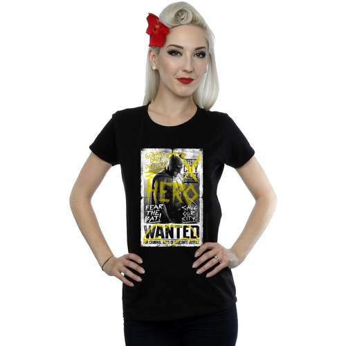 textil Mujer Camisetas manga larga Dc Comics Batman v Superman Wanted Poster Negro