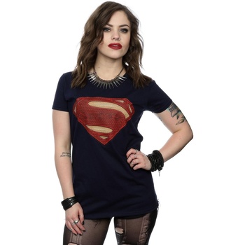 textil Mujer Camisetas manga larga Dc Comics Superman Man Of Steel Logo Azul