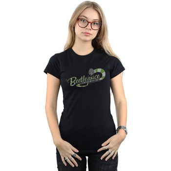 textil Mujer Camisetas manga larga Beetlejuice Sandworm Alt Logo Negro