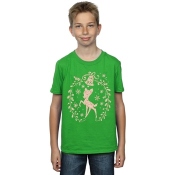 textil Niño Camisetas manga corta Disney Bambi Christmas Wreath Verde