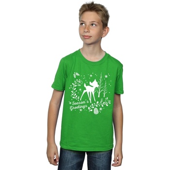textil Niño Camisetas manga corta Disney Bambi Christmas Greetings Verde