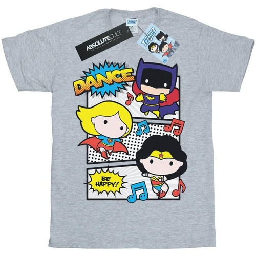 textil Niña Camisetas manga larga Dc Comics Chibi Super Friends Dance Gris