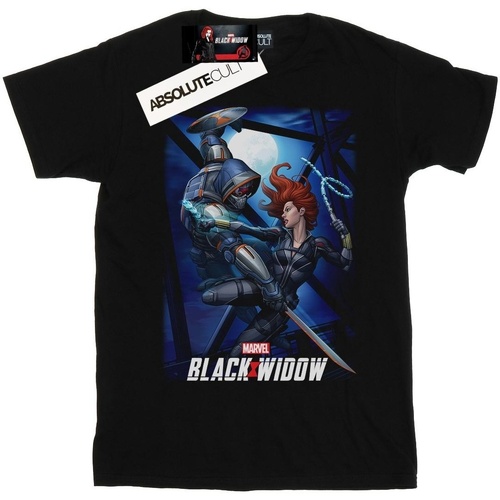 textil Hombre Camisetas manga larga Marvel Black Widow Movie Bridge Battle Negro