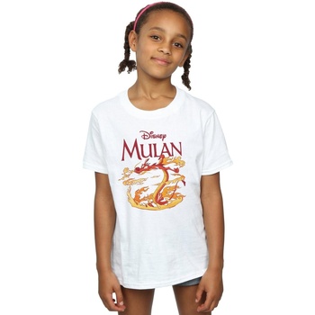 textil Niña Camisetas manga larga Disney Mulan Mushu Dragon Fire Blanco