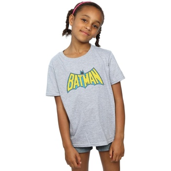 textil Niña Camisetas manga larga Dc Comics Batman Crackle Logo Gris