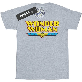 textil Niña Camisetas manga larga Dc Comics Wonder Woman Text Logo Gris