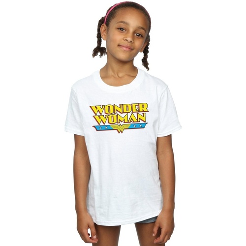 textil Niña Camisetas manga larga Dc Comics Wonder Woman Text Logo Blanco