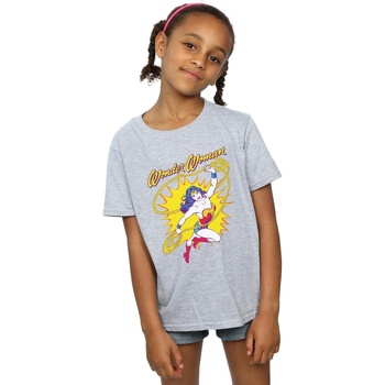 textil Niña Camisetas manga larga Dc Comics Wonder Woman Leap Gris