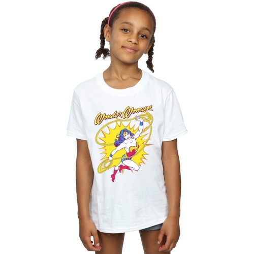 textil Niña Camisetas manga larga Dc Comics Wonder Woman Leap Blanco
