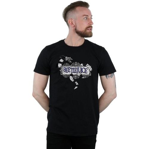 textil Hombre Camisetas manga larga Beetlejuice Sandworm Logo Negro