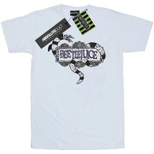 textil Hombre Camisetas manga larga Beetlejuice Sandworm Logo Blanco