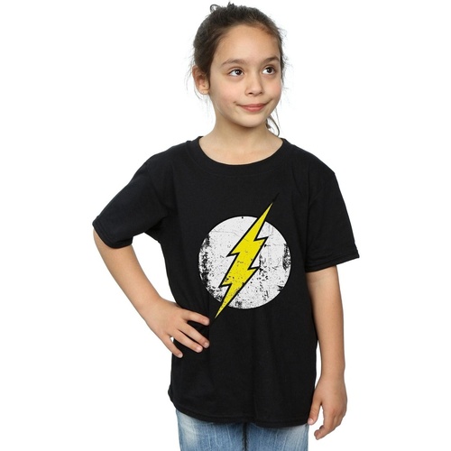 textil Niña Camisetas manga larga Dc Comics Flash Distressed Logo Negro