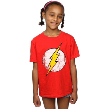 textil Niña Camisetas manga larga Dc Comics Flash Distressed Logo Rojo