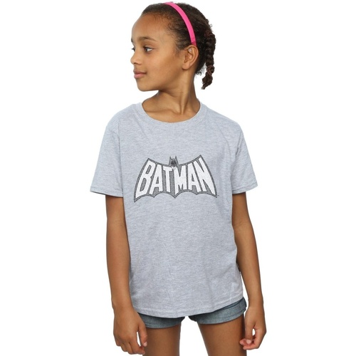 textil Niña Camisetas manga larga Dc Comics Batman Retro Crackle Logo Gris