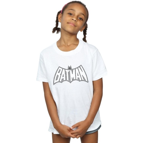 textil Niña Camisetas manga larga Dc Comics Batman Retro Crackle Logo Blanco