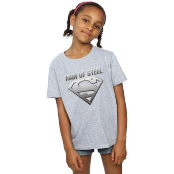 textil Niña Camisetas manga larga Dc Comics Superman Man Of Steel Shield Gris