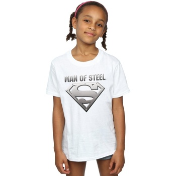 textil Niña Camisetas manga larga Dc Comics Superman Man Of Steel Shield Blanco