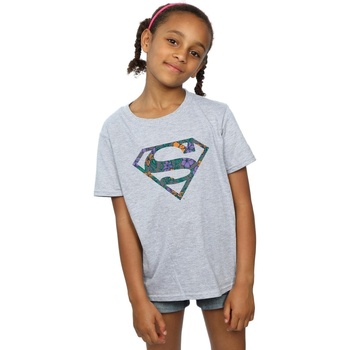textil Niña Camisetas manga larga Dc Comics Superman Floral Logo 1 Gris