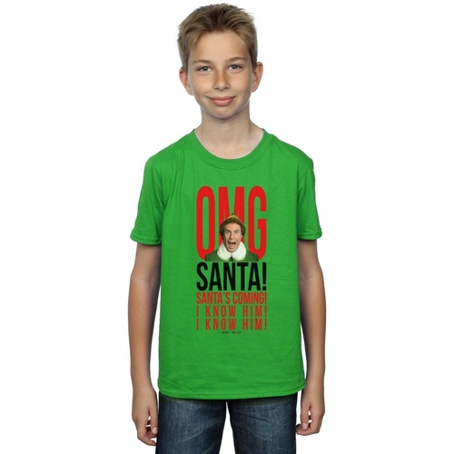 textil Niño Camisetas manga corta Elf OMG Santa I Know Him Verde