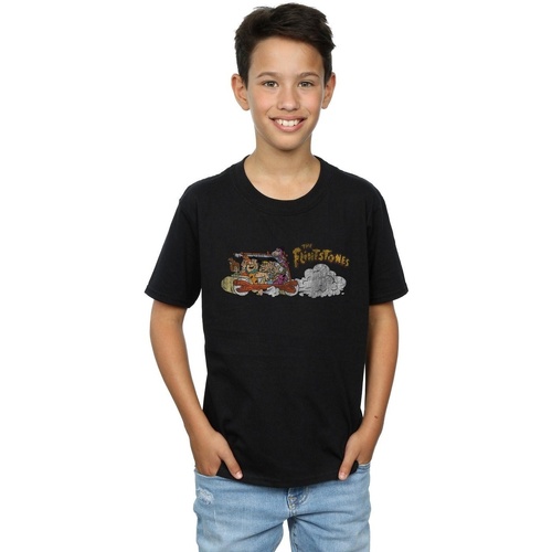 textil Niño Camisetas manga corta The Flintstones Family Car Distressed Negro