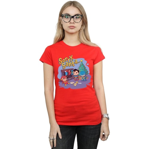 textil Mujer Camisetas manga larga Dc Comics Super Friends Sorry Santa Rojo