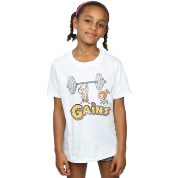 textil Niña Camisetas manga larga The Flintstones Bam Bam Gains Distressed Blanco