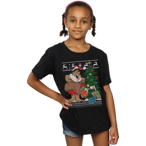 textil Niña Camisetas manga larga The Flintstones Christmas Fair Isle Negro