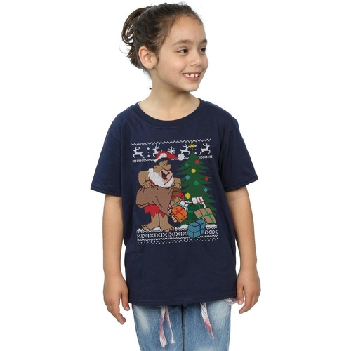 textil Niña Camisetas manga larga The Flintstones Christmas Fair Isle Azul