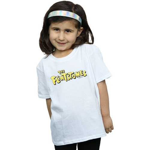 textil Niña Camisetas manga larga The Flintstones Original Logo Blanco