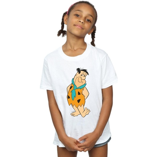 textil Niña Camisetas manga larga The Flintstones Fred Flintstone Kick Blanco