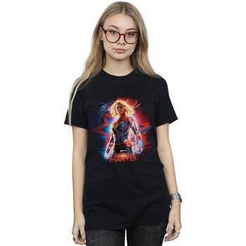 textil Mujer Camisetas manga larga Marvel Captain  Poster Negro