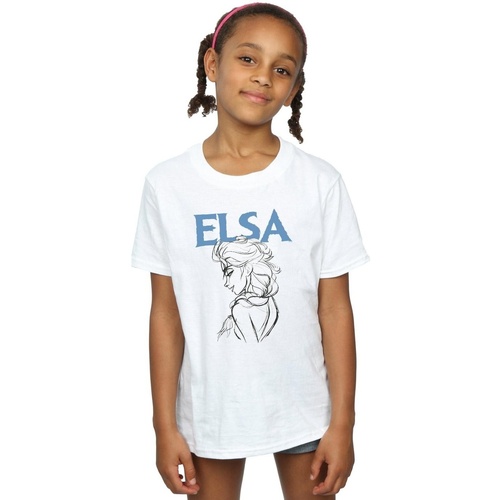 textil Niña Camisetas manga larga Disney Frozen Elsa Profile Sketch Blanco