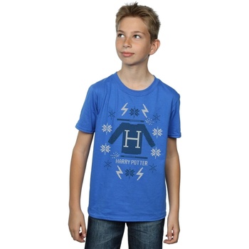 textil Niño Camisetas manga corta Harry Potter Christmas Knit Azul