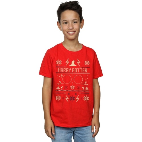 textil Niño Camisetas manga corta Harry Potter Christmas Pattern Rojo