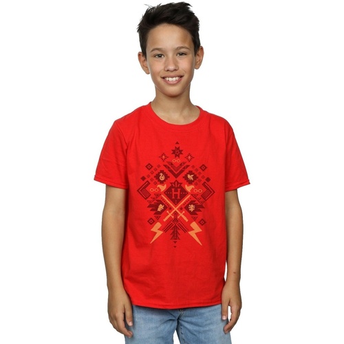textil Niño Camisetas manga corta Harry Potter Christmas Fair Isle Rojo
