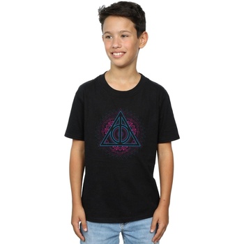 textil Niño Tops y Camisetas Harry Potter Neon Deathly Hallows Negro