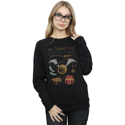 textil Mujer Sudaderas Harry Potter All I Want For Christmas Negro