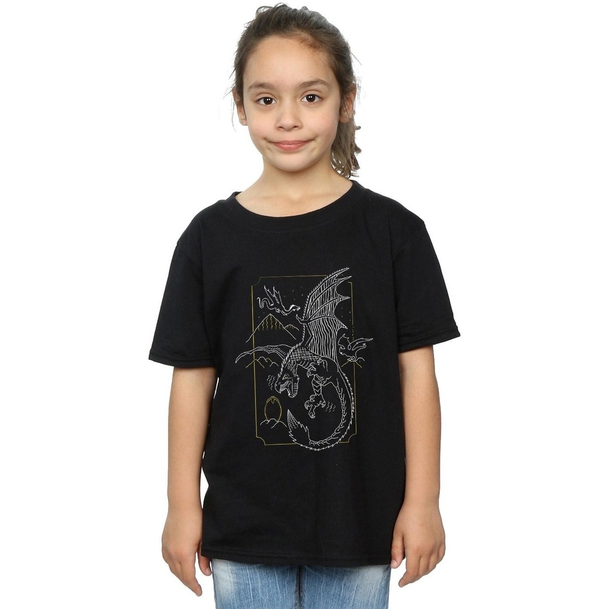 textil Niña Camisetas manga larga Harry Potter Dragon Line Art Negro