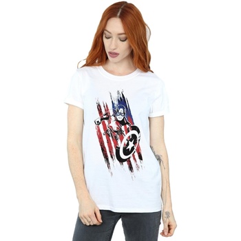 textil Mujer Camisetas manga larga Marvel Avengers Captain America Streaks Blanco