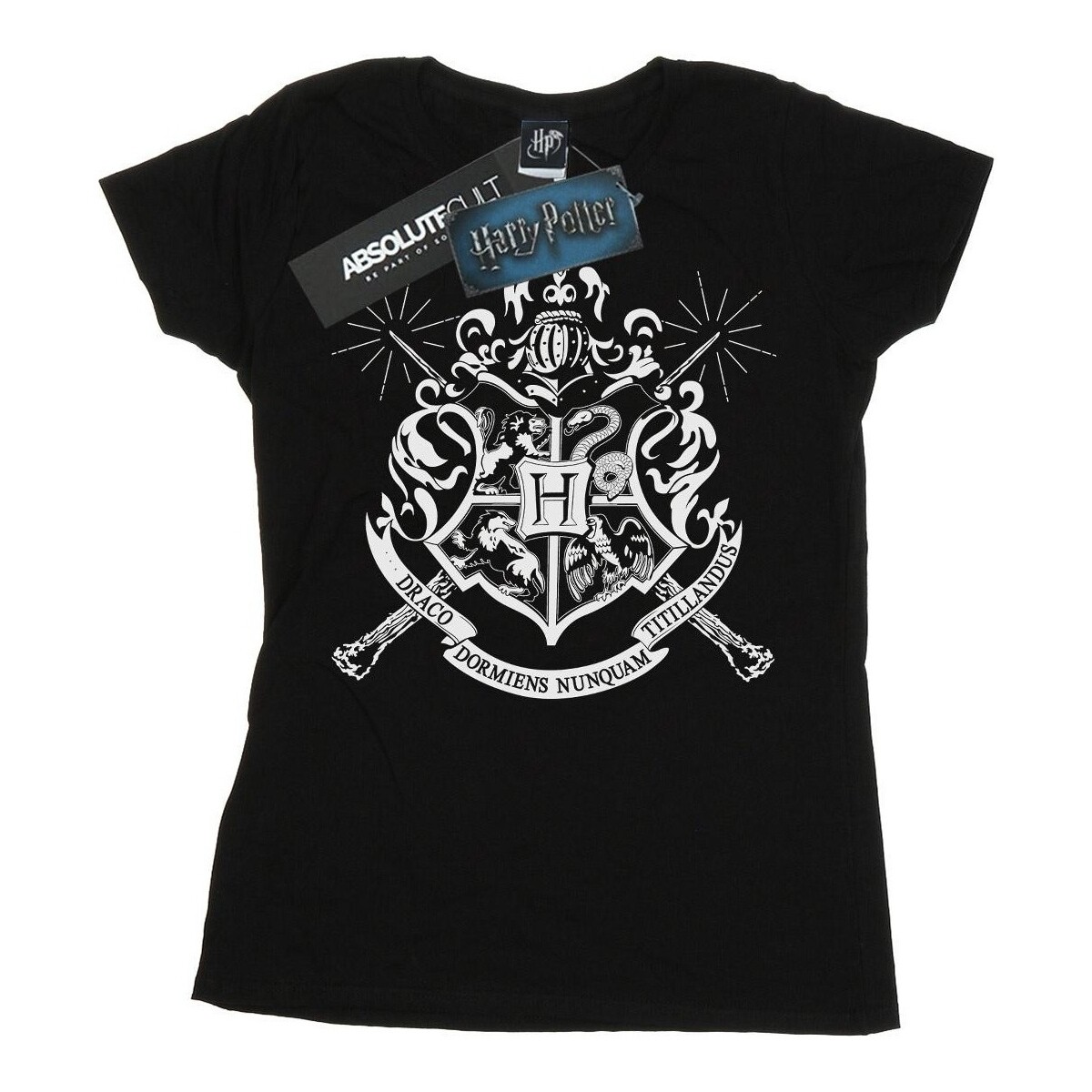 textil Mujer Camisetas manga larga Harry Potter Hogwarts Badge Wands Negro