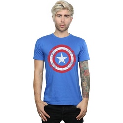 textil Hombre Camisetas manga larga Marvel Avengers Captain America Scratched Shield Azul