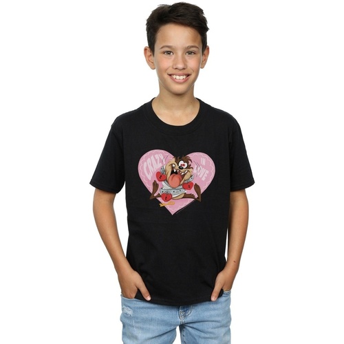 textil Niño Tops y Camisetas Dessins Animés Taz Valentine's Day Crazy In Love Negro