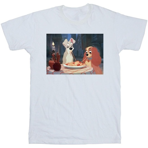 textil Niña Camisetas manga larga Disney Lady And The Tramp Spaghetti Photo Blanco