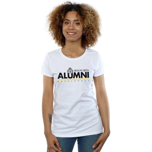textil Mujer Camisetas manga larga Harry Potter Hogwarts Alumni Hufflepuff Blanco