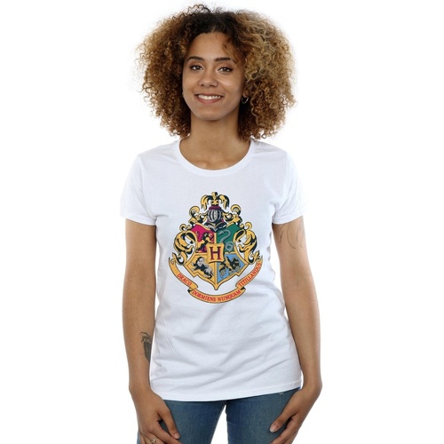 textil Mujer Camisetas manga larga Harry Potter Hogwarts Crest Gold Ink Blanco