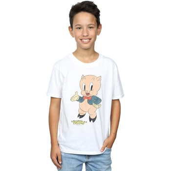 textil Niño Camisetas manga corta Dessins Animés Porky Pig Distressed Blanco
