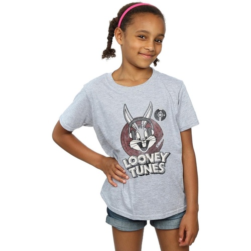 textil Niña Camisetas manga larga Dessins Animés Bugs Bunny Circle Logo Gris